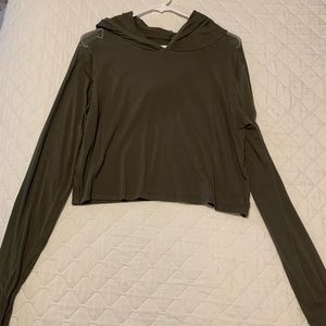 Forever 21 Cropped Mesh Sleeve Hoodie